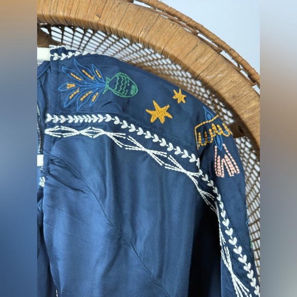 Johnny Was Lexie Tiered Mini Dress Navy Embroidered Petite Small NWT $350 - Picture 9 of 10